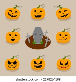 halloween pumpkin expressing feeling, halloween pumpkin set illustration. Illustration about halloween’s day