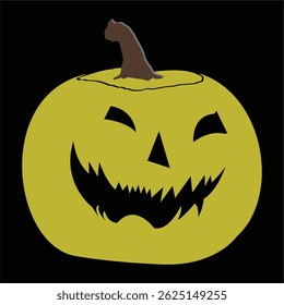 Halloween pumpkin with expression character on black background. Vector cartoon character illustration. simple vector design