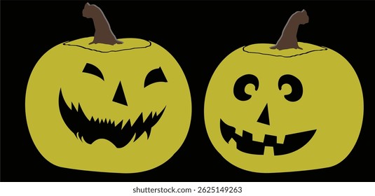 Halloween pumpkin with expression character on black background. Vector cartoon character illustration. simple vector design