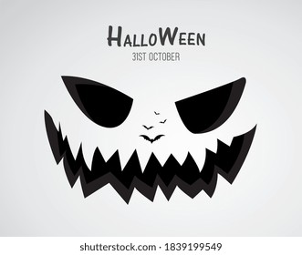 Halloween Pumpkin Face black on white background,  Pumpkin Face scary art style for banners and sign of party concepts, Halloween Pumpkin Face vectors, illustration.