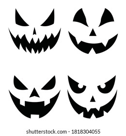 halloween pumpkin face black patterns on white background. Vector illustration. design for holiday