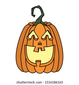 halloween pumpkin with face character vector illustration design