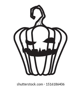 halloween pumpkin with face character vector illustration design