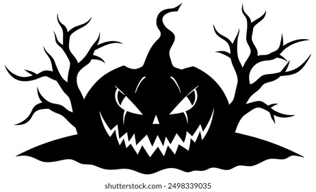 Halloween Pumpkin Face Circuit Silhouette