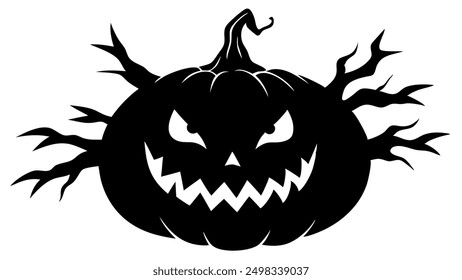 Halloween Pumpkin Face Circuit Silhouette