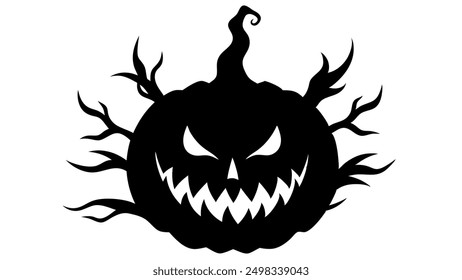 Halloween Pumpkin Face Circuit Silhouette