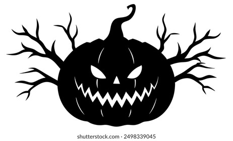 Halloween Pumpkin Face Circuit Silhouette