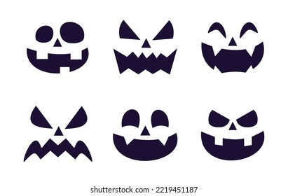 Halloween pumpkin face collection set vector design 
