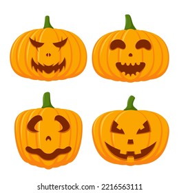 Halloween Pumpkin Face Collection, Vector illustration