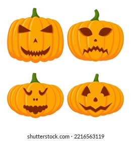 Halloween Pumpkin Face Collection, Vector illustration