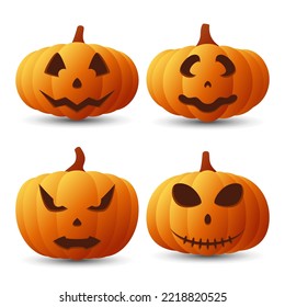 Halloween Pumpkin Face Collection, Vector illustration
