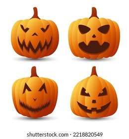 Halloween Pumpkin Face Collection, Vector illustration