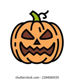 halloween pumpkin face color icon vector. halloween pumpkin face sign. isolated symbol illustration