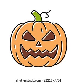 halloween pumpkin face color icon vector. halloween pumpkin face sign. isolated symbol illustration
