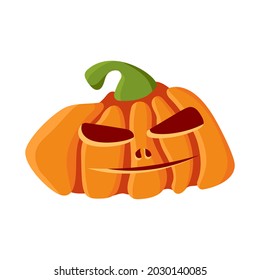 Halloween Pumpkin face, colorful cartoon Jack o Lantern character, funny illustration isolated on white. Vector
