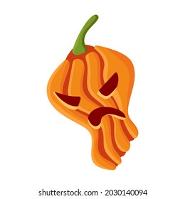 Halloween Pumpkin face, colorful cartoon Jack o Lantern character, funny illustration isolated on white. Vector