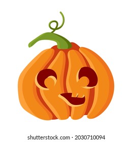 Halloween Pumpkin face, colorful cartoon Jack o Lantern character, funny illustration isolated on white. Vector