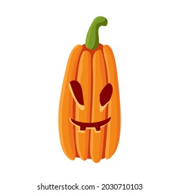 Halloween Pumpkin face, colorful cartoon Jack o Lantern character, funny illustration isolated on white. Vector