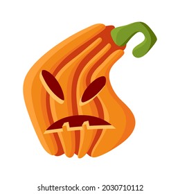Halloween Pumpkin face, colorful cartoon Jack o Lantern character, funny illustration isolated on white. Vector
