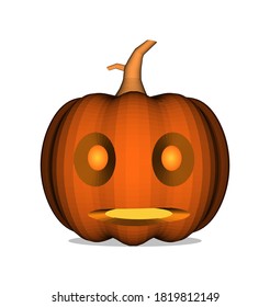 Halloween pumpkin face is cute with front view and realistic style