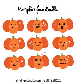 Halloween pumpkin face doodle icon cartoon vector illustration