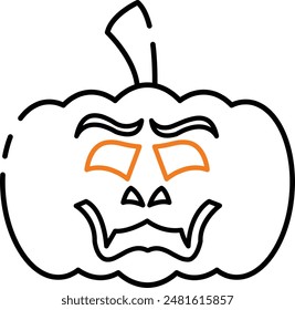 Halloween Pumpkin Face Emoji Icon - Spooky and Fun Symbol for Celebrating October Festivities
