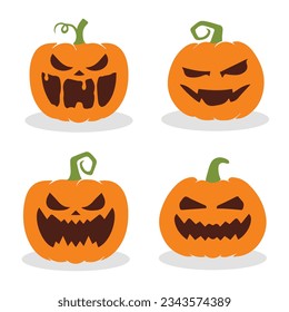 Halloween pumpkin with face expression. Vector cartoon Illustration