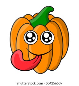 halloween  pumpkin face with eyes and tongue vector symbol icon design. Beautiful illustration isolated on white background

