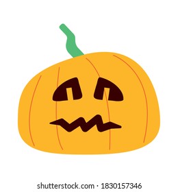calabaza de halloween con diseño de imagen vectorial de estilo plano facial