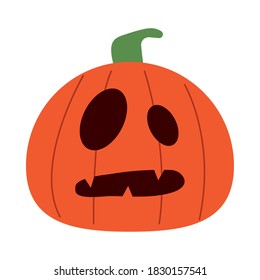 calabaza de halloween con diseño de imagen vectorial de estilo plano facial