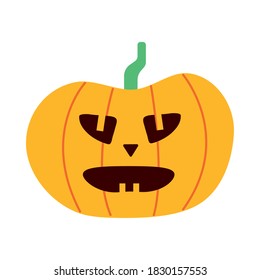 halloween pumpkin with face flat style icon vector illustration design