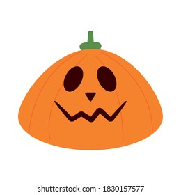 halloween pumpkin with face flat style icon vector illustration design