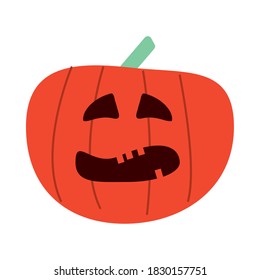 halloween pumpkin with face flat style icon vector illustration design