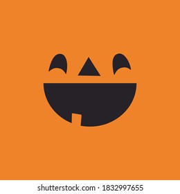 Halloween pumpkin face icon. Carved Jack-o-lantern cartoon illustration.
