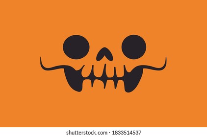 Halloween pumpkin face icon. Carved Jack-o-lantern cartoon illustration.
