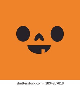 Halloween pumpkin face icon. Carved Jack-o-lantern cartoon illustration.
