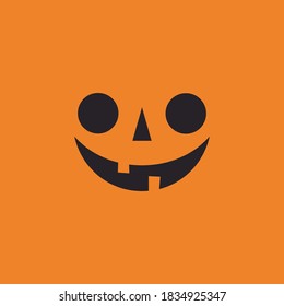 Halloween pumpkin face icon. Carved Jack-o-lantern cartoon illustration.
