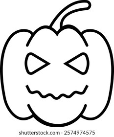 Halloween Pumpkin Face Icon, jack-o-lantern flat graphic design elements, isolated on transparent background. used for Halloween festival, element template poster, brochures, online advertising,