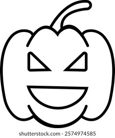 Halloween Pumpkin Face Icon, jack-o-lantern flat graphic design elements, isolated on transparent background. used for Halloween festival, element template poster, brochures, online advertising,