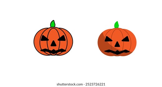 Halloween Pumpkin Face Icon on Black and White Vector Backgrounds