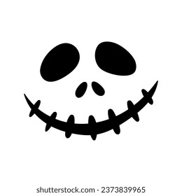 Halloween pumpkin face icon. Scary face isolated on white background. Vector illustration, flat style. Jack lantern pumpkin smiling face template.