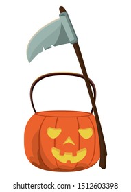 halloween pumpkin with face icon vector illustration design