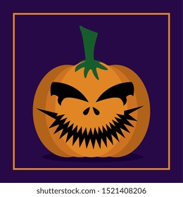 halloween pumpkin with face icon vector illustration design