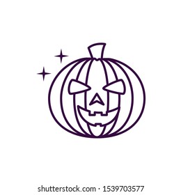 halloween pumpkin with face icon vector illustration design