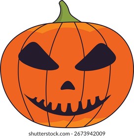 Halloween Pumpkin Face Isolated on White Background. Flat Vector Illustration