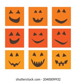 halloween pumpkin face jack-o-lantern on black greeting cards