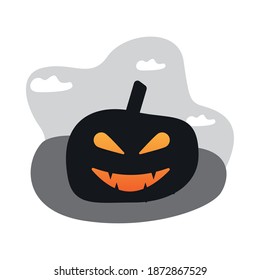halloween calabaza cara linterna icono ilustración vectorial