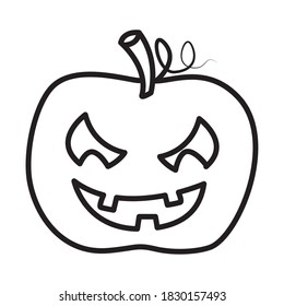 halloween pumpkin with face line style icon vector illustration design
