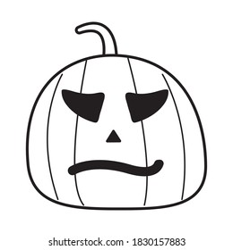 halloween pumpkin with face line style icon vector illustration design