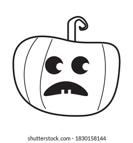 halloween pumpkin with face line style icon vector illustration design